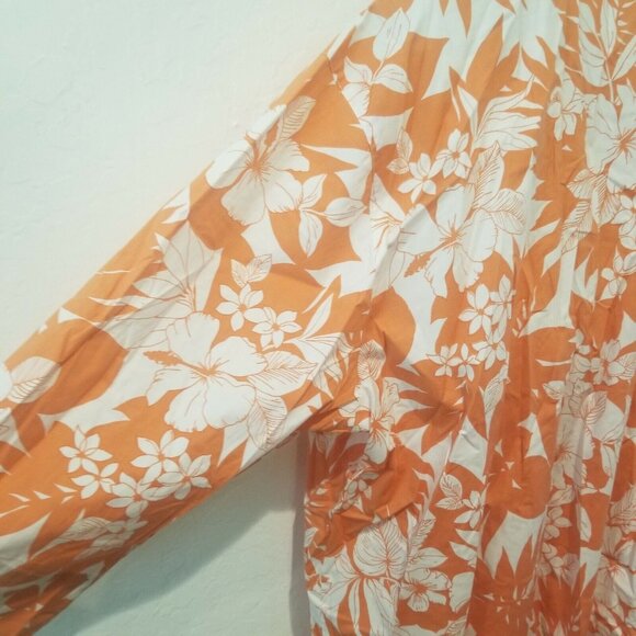 Harper Greer Women's Button Down Tunic Top 3/4 Sleeves Floral Orange Size XXL - Picture 6 of 10